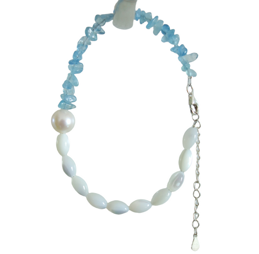 Freshwater Pearls Aquamarine Bracelet