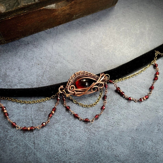 Eye of Horus Garnet Choker